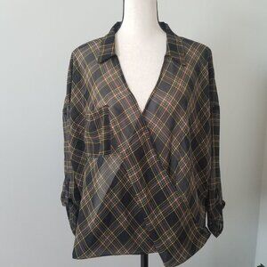 LUSH sheer wrap blouse M